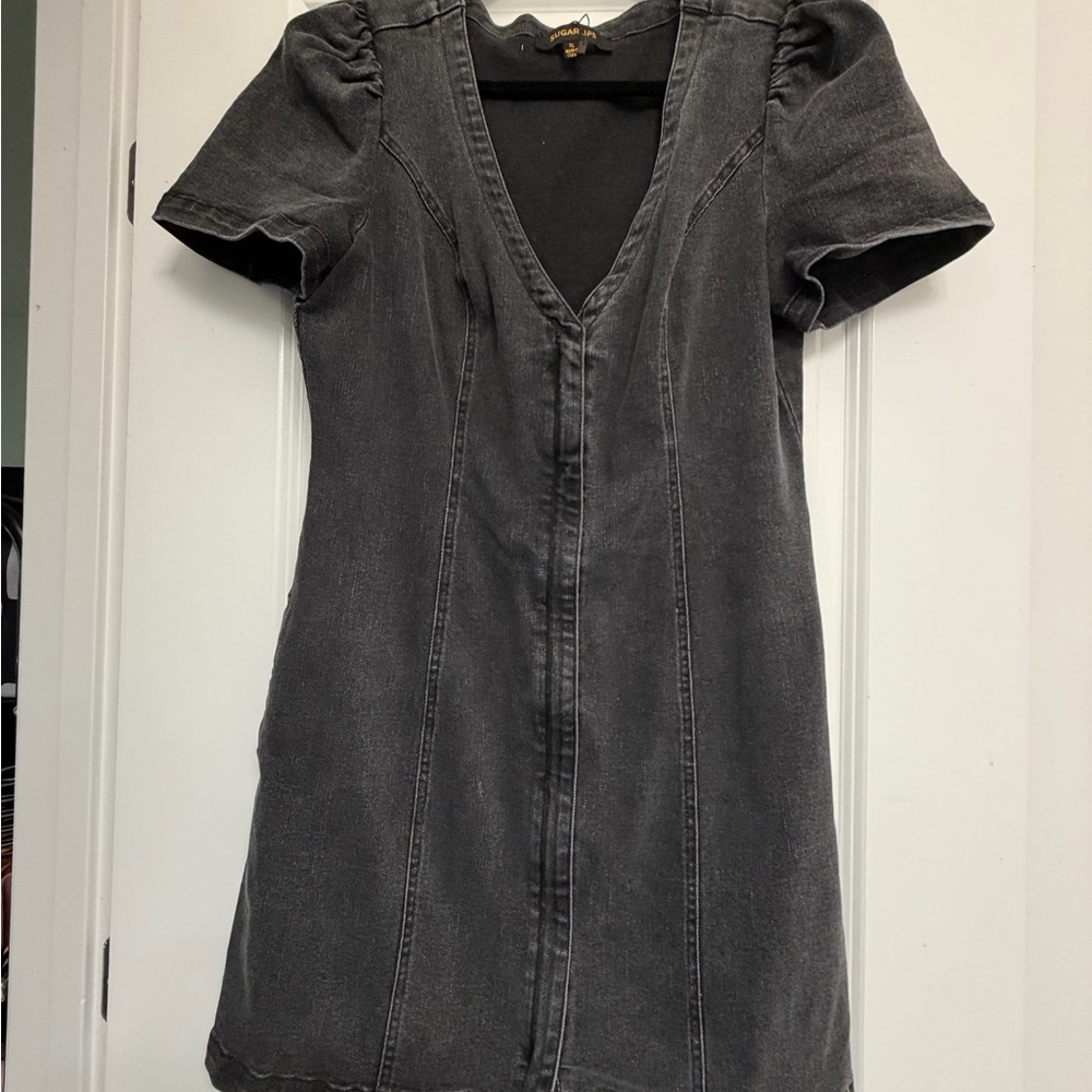 Sugarlips Charcoal Mini denim Dress